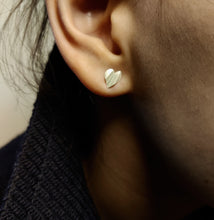 Load image into Gallery viewer, Folded Heart Studs Silver